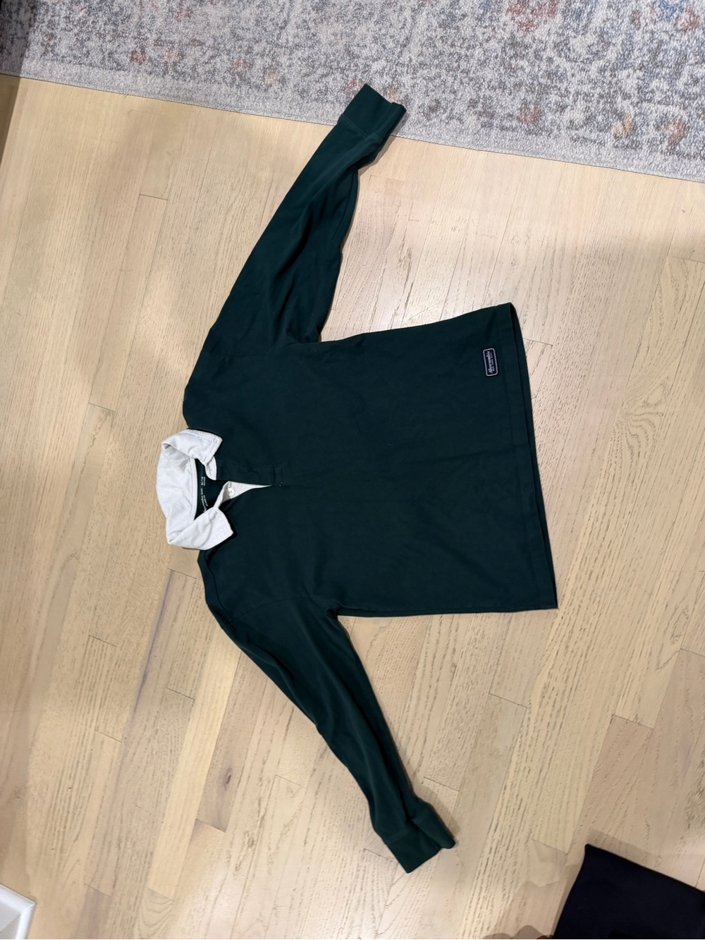 abercrombie kids Dark Green Long Sleeve Polo with White Collar